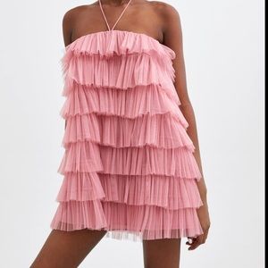 BLOGGERS FAVORITE ZARA PINK TULLE RUFFLE DRESS